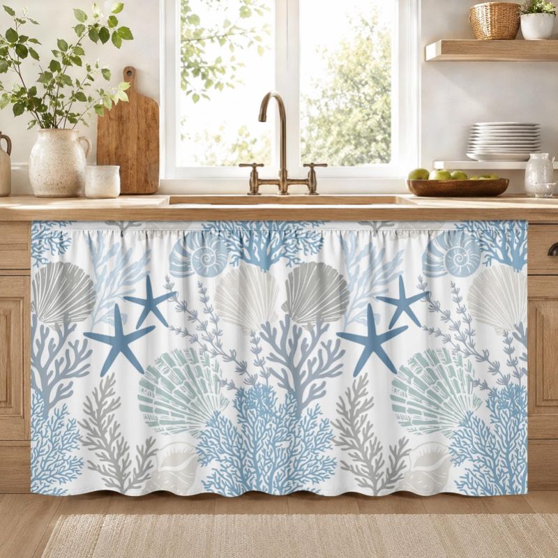 Home Decor Nautical - VIKAMA Tirai Kabinet Motif Kerang Laut