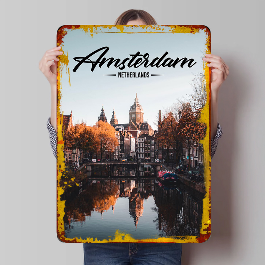 Home Decor Netherlands - Dekorasi Lanskap Antik Seni Dinding Logam