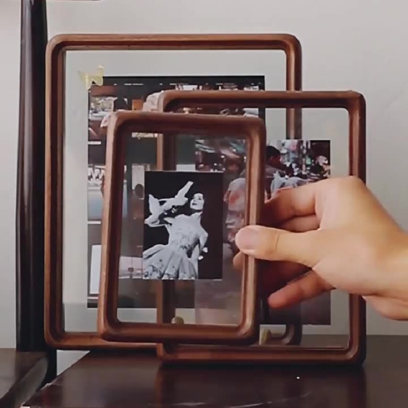 Bamboo Photo Frame - Bingkai Foto Transparan Dua Sisi Kayu