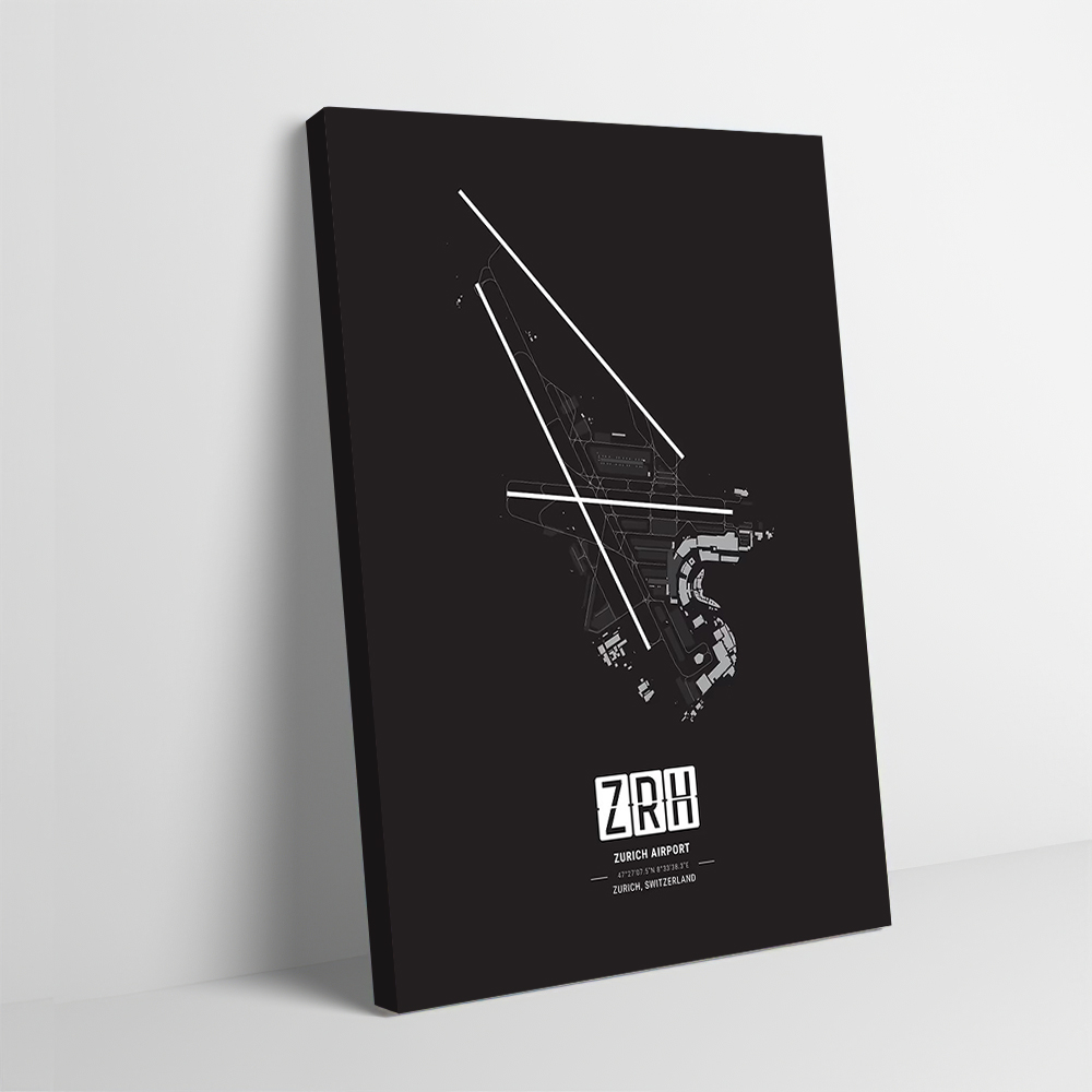 Home Decor Zurich - Poster Cetak Peta Bandara Zurich Gambar