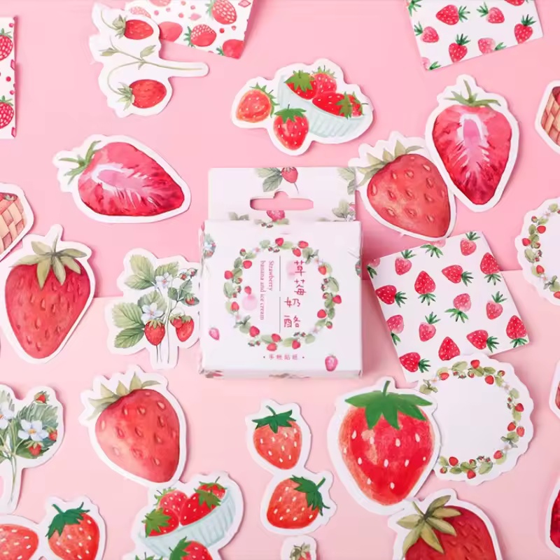 Home Decor Magazine - 45 Buah Stiker Kotak Buah Stroberi