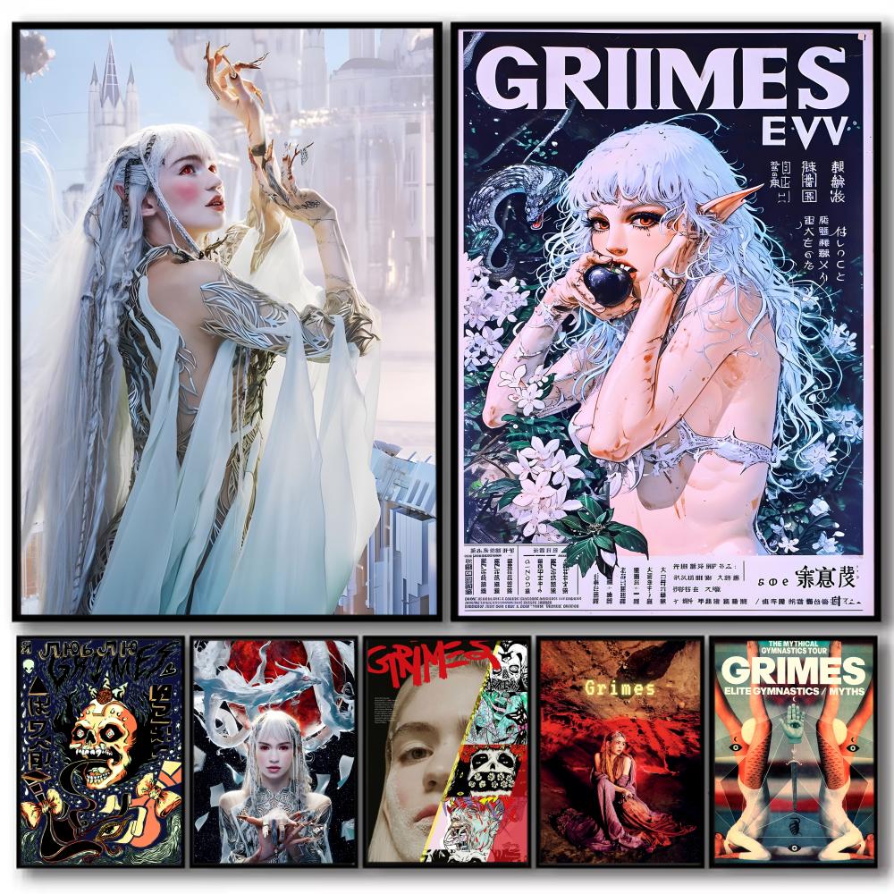 Home Decor Magazine - Poster Majalah Penyanyi Pop G_Grimes Stiker