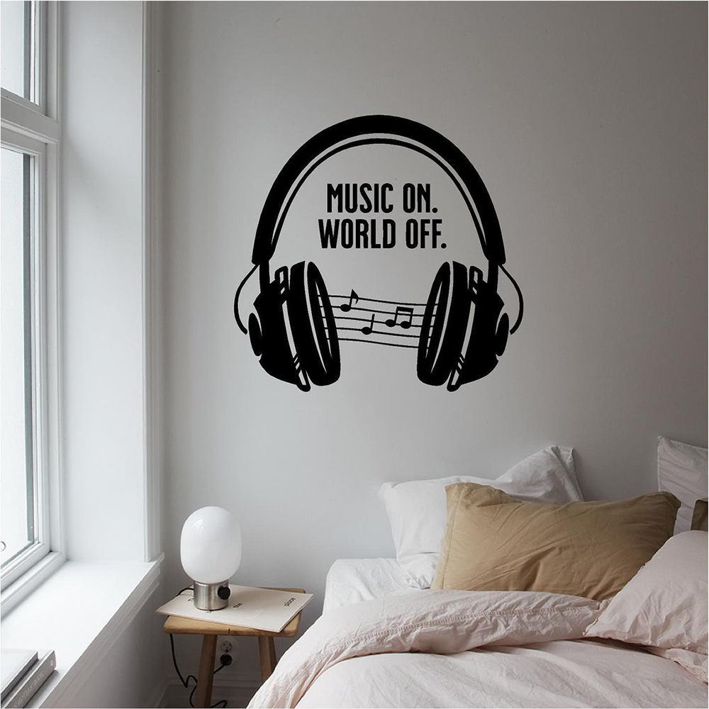 Home Decor Quotes On Wall - Stiker Dinding Headset Musik Kutipan Musik