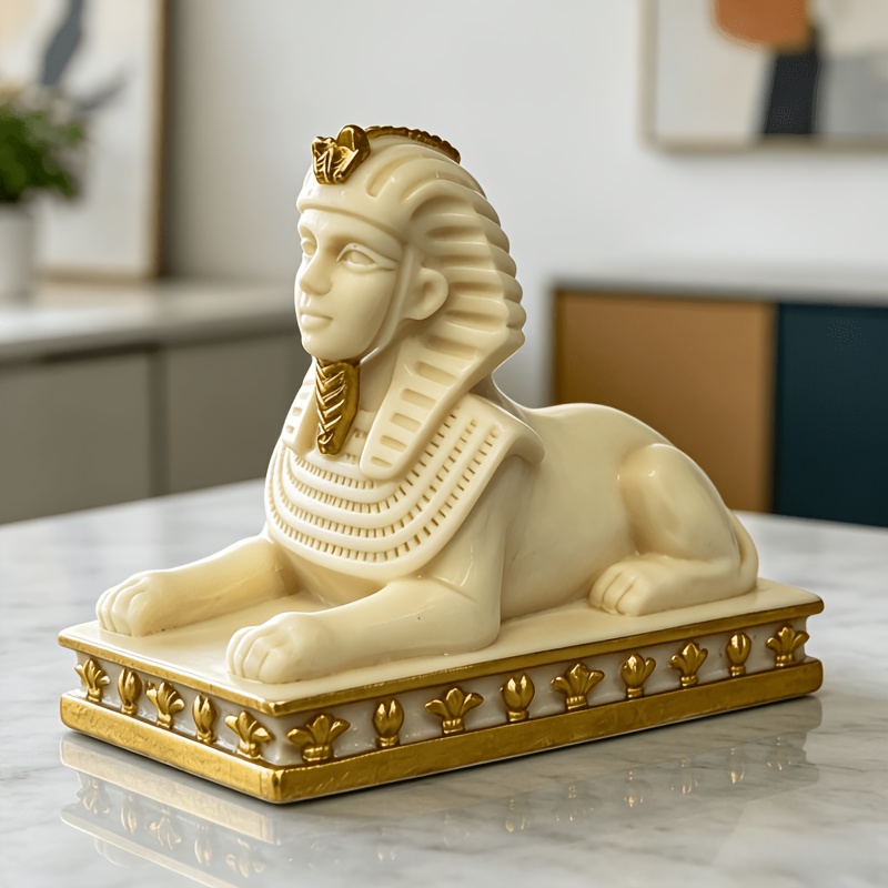 Home Decor Egypt - Patung Sphinx Mesir Berlapis Emas Warna