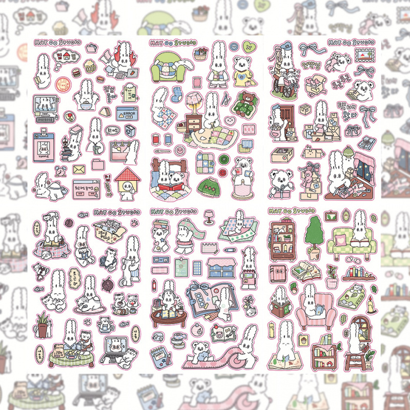 Home Decor Magazine - Stiker Kelinci Kartun Kawaii Lucu Korea