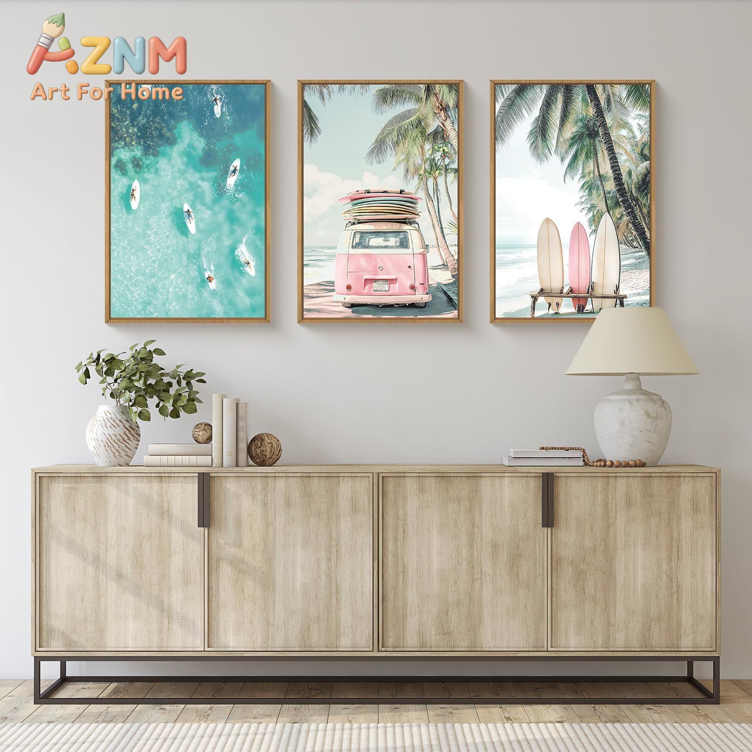Home Decor Nautical - 3 Buah Lukisan Dinding Kanvas Pantai