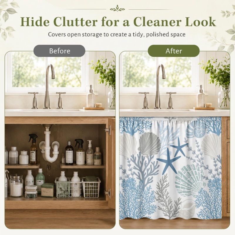 VIKAMA Tirai Kabinet Motif Ker - Home Decor Nautical ulasan dan harga