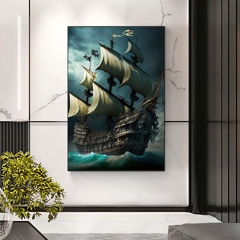 Poster Abstrak Kapal Bajak Lau - Home Decor Nautical ulasan dan harga