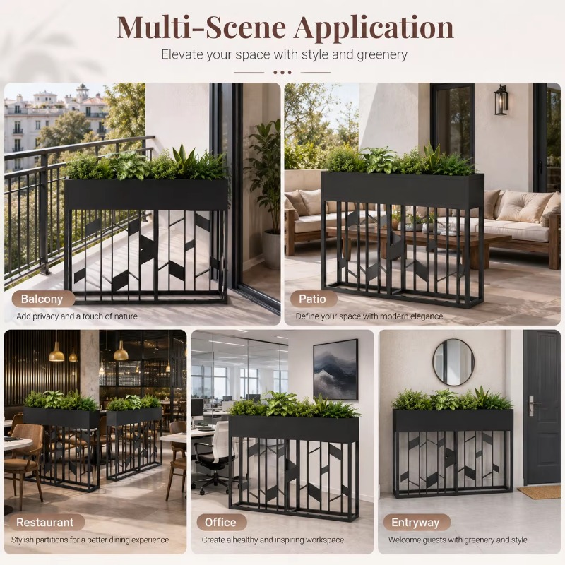 Kotak Tanaman Logam Hitam Doff - Room Divider Screen ulasan dan harga