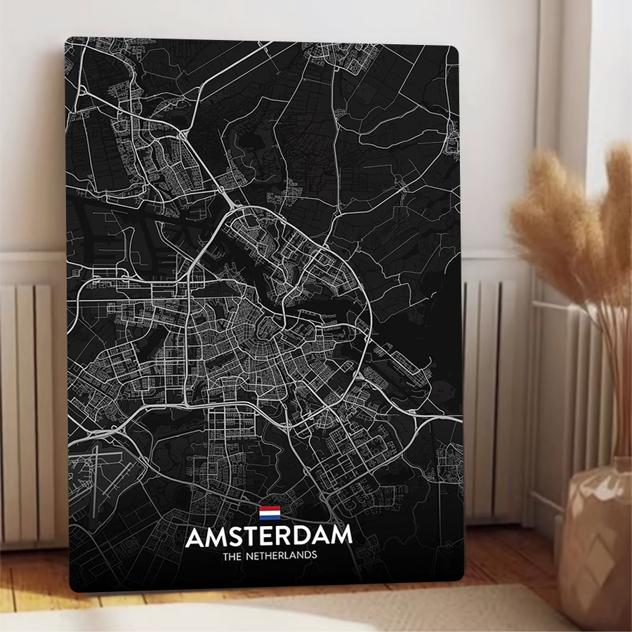 Lukisan Logam Besi Peta Kota A - Home Decor Netherlands ulasan dan harga