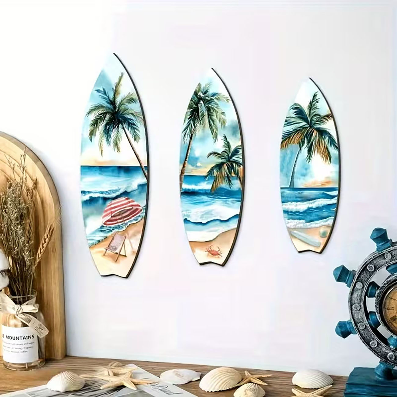 3pcs Set Hiasan Dinding Kayu P - Home Decor Nautical ulasan dan harga