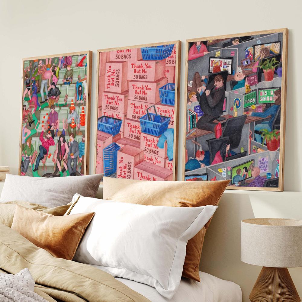 Poster Abstrak Gaya Japandi Da - Home Decor Japandi Style ulasan dan harga