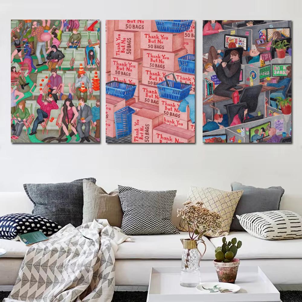 Poster Abstrak Gaya Japandi Da - Home Decor Japandi Style ulasan dan harga