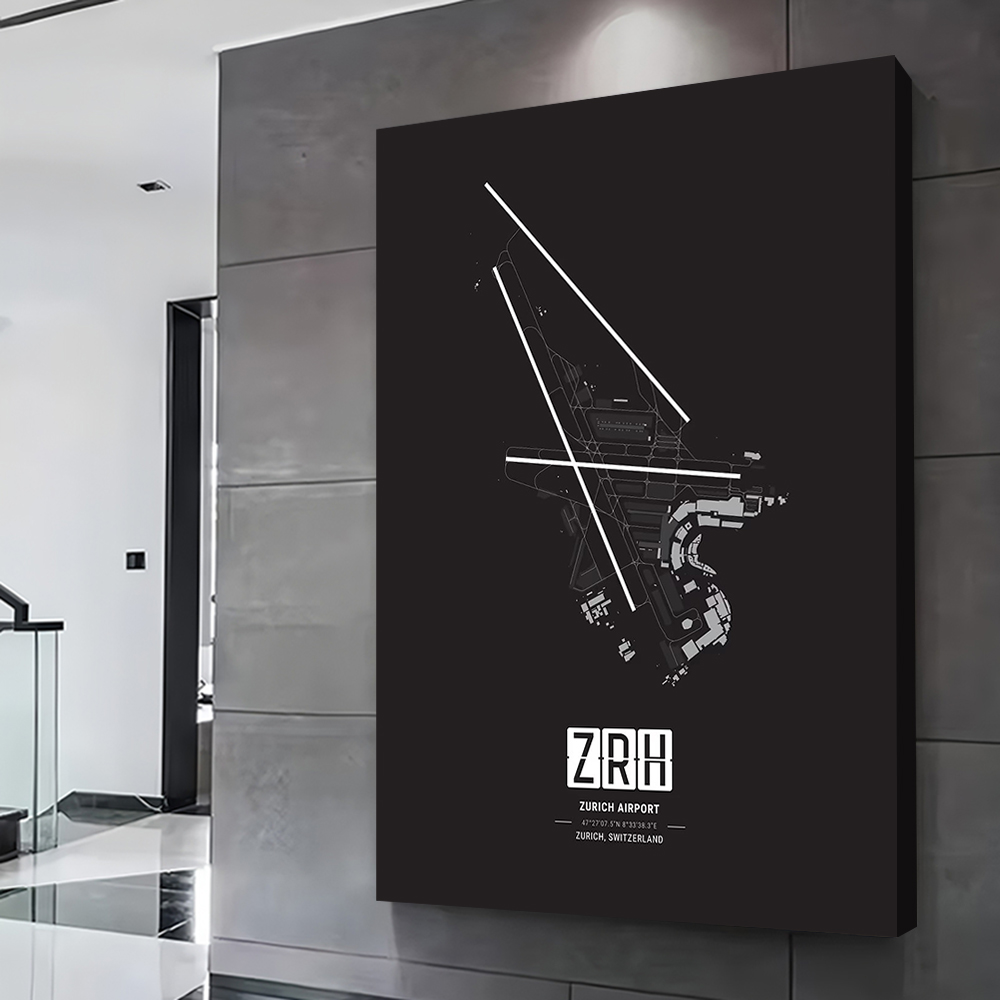 Poster Cetak Peta Bandara Zuri - Home Decor Zurich ulasan dan harga