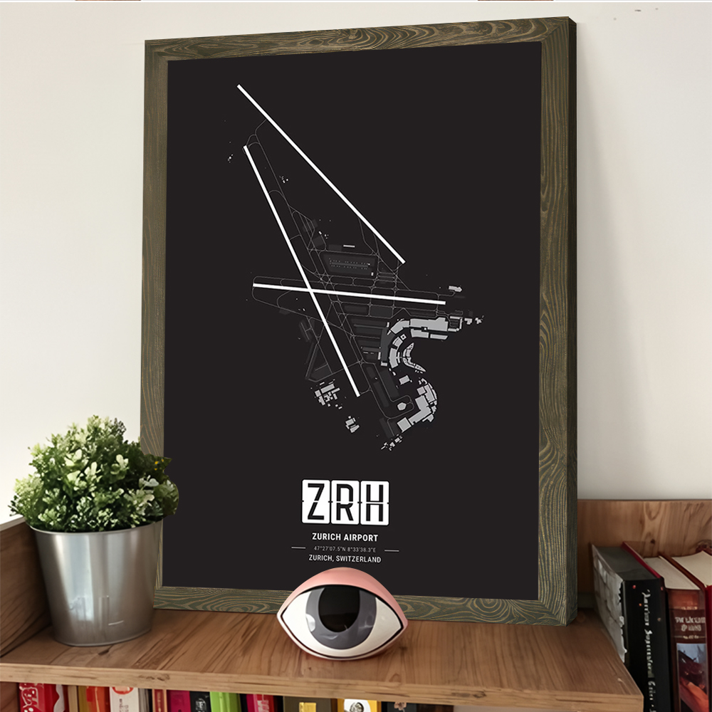 Poster Cetak Peta Bandara Zuri - Home Decor Zurich ulasan dan harga