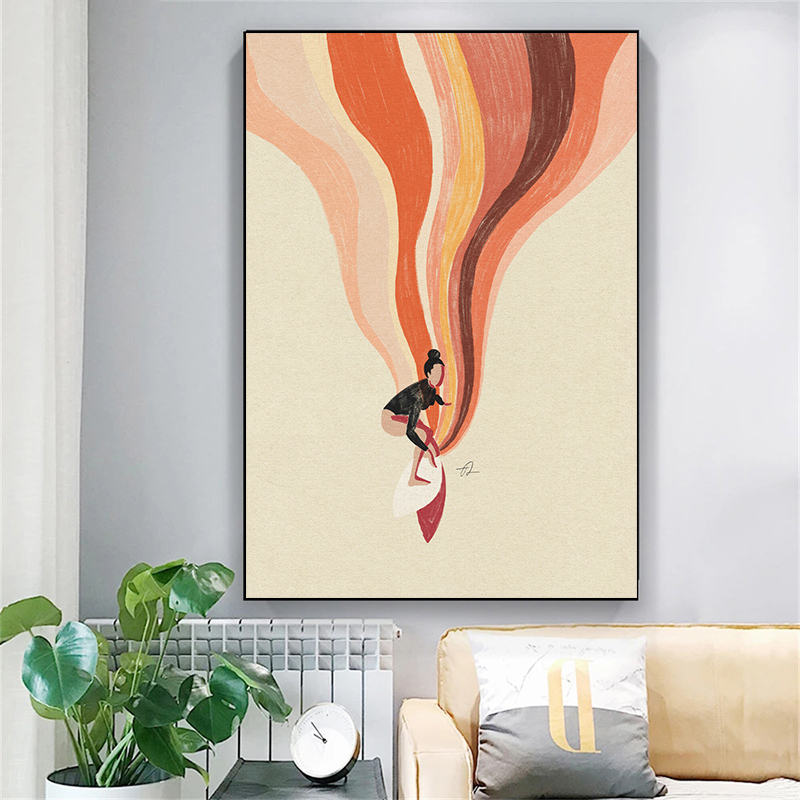 Seni Minimalis Nordik Surfing  - Home Decor Nautical ulasan dan harga