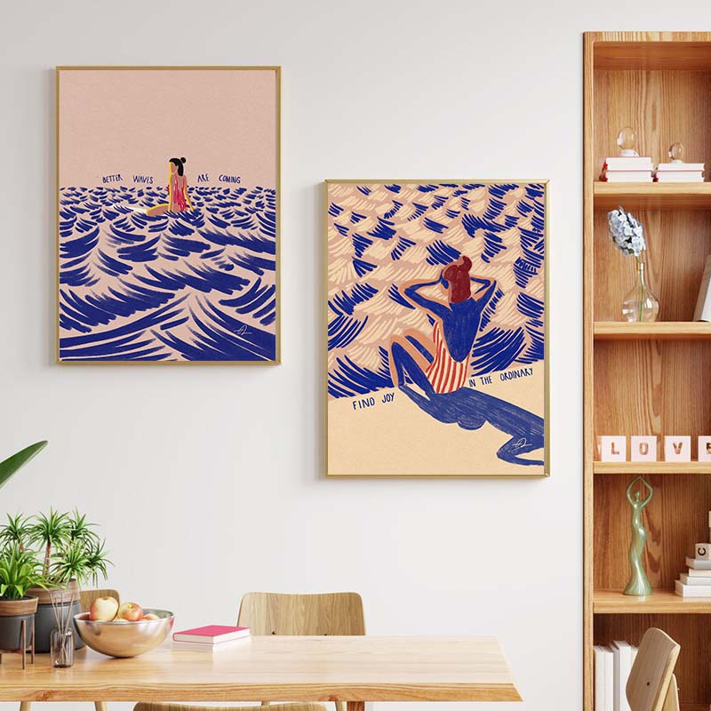 Seni Minimalis Nordik Surfing  - Home Decor Nautical ulasan dan harga