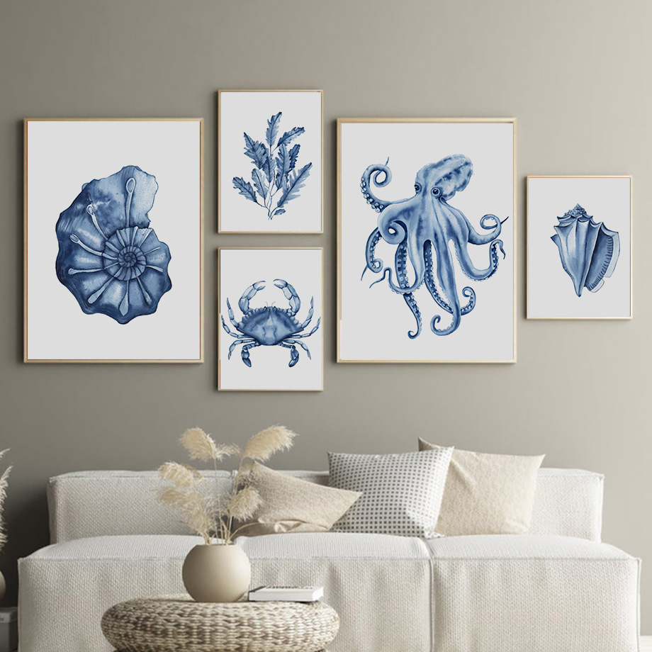 Poster Makhluk Laut Pesisir Bi - Home Decor Nautical ulasan dan harga