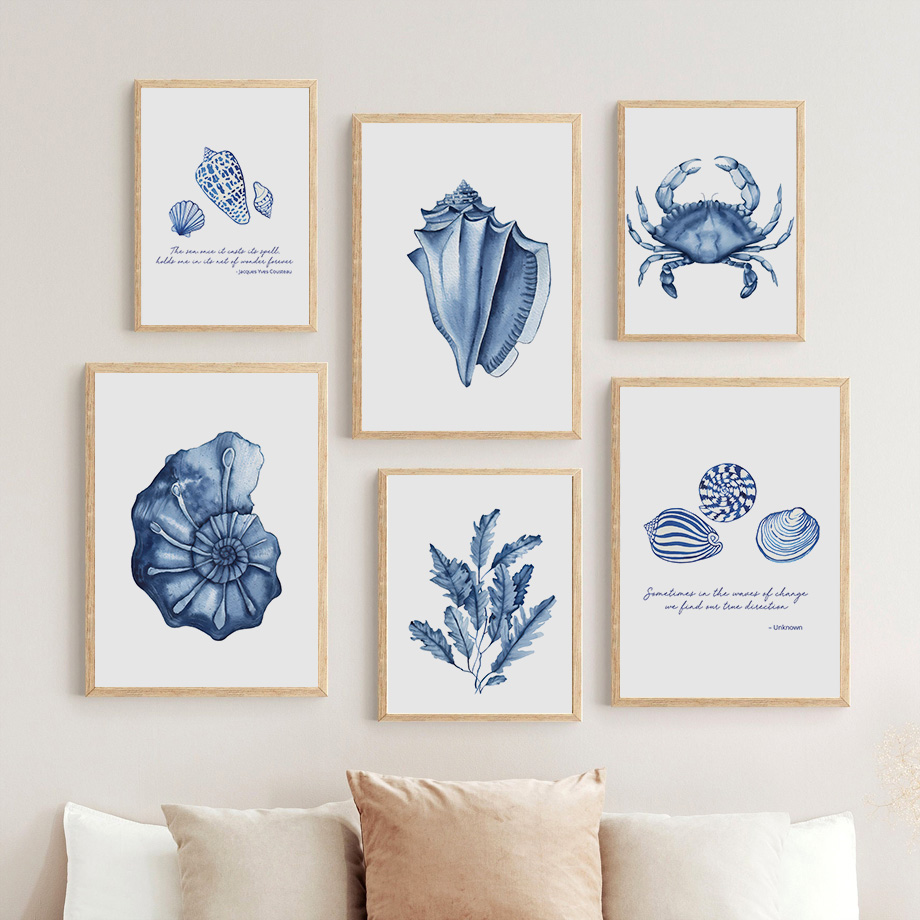 Poster Makhluk Laut Pesisir Bi - Home Decor Nautical ulasan dan harga