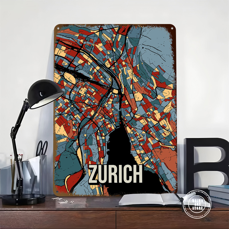 Poster Peta Kota Zurich dari P - Home Decor Zurich ulasan dan harga