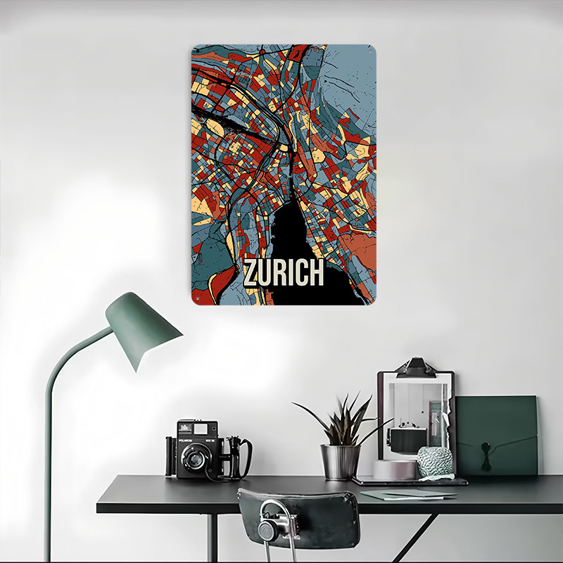 Poster Peta Kota Zurich dari P - Home Decor Zurich ulasan dan harga