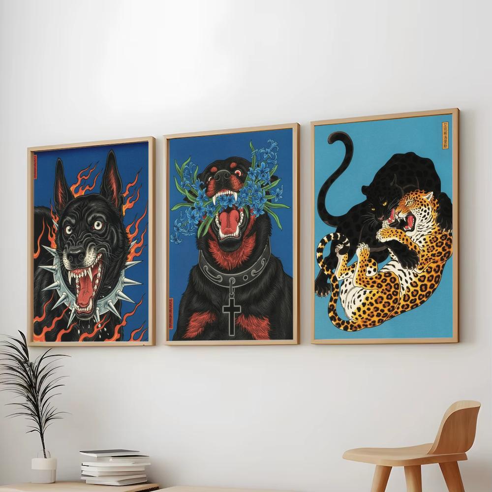 Lukisan Kaligrafi Anjing Gaya  - Home Decor Japandi Style ulasan dan harga