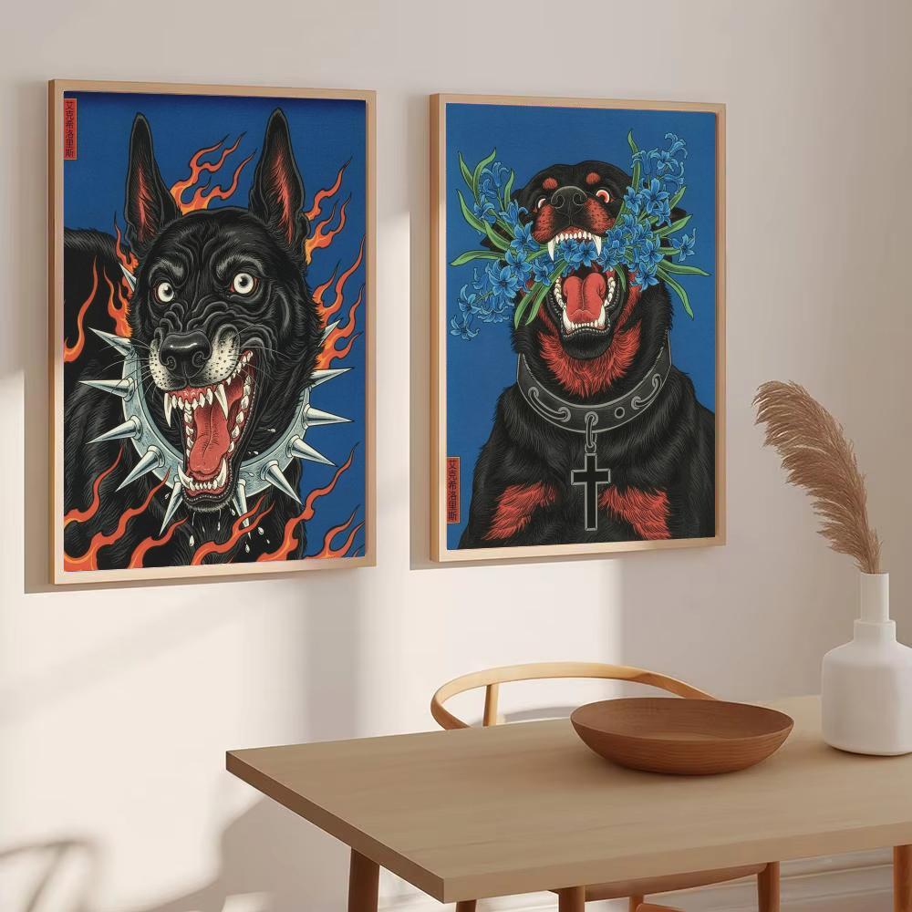 Lukisan Kaligrafi Anjing Gaya  - Home Decor Japandi Style ulasan dan harga
