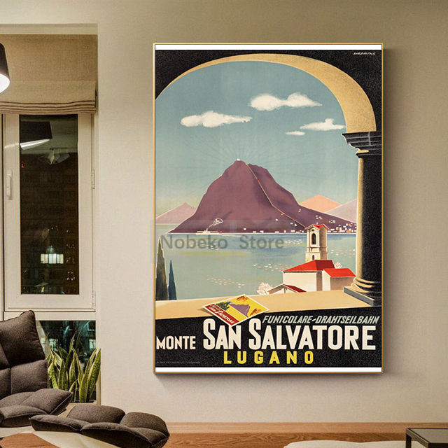 Poster perjalanan antik Swiss  - Home Decor Zurich ulasan dan harga