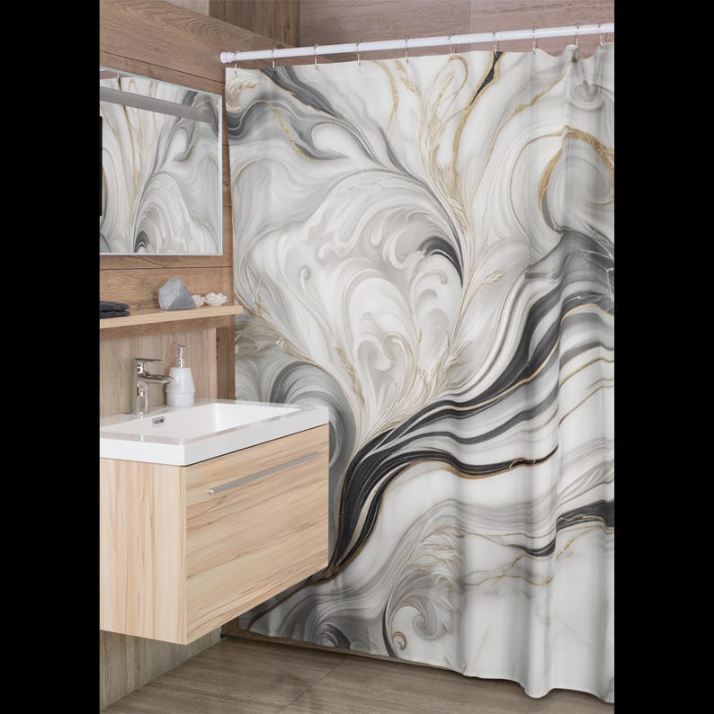 Tirai Mandi Ilusi Batu Marmer  - Home Decor Expo ulasan dan harga