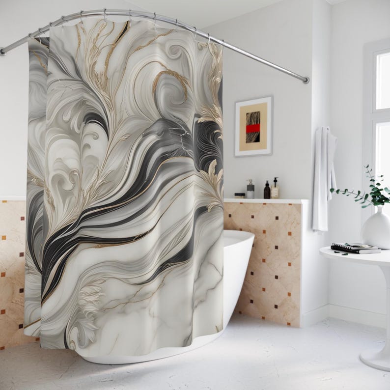 Tirai Mandi Ilusi Batu Marmer  - Home Decor Expo ulasan dan harga