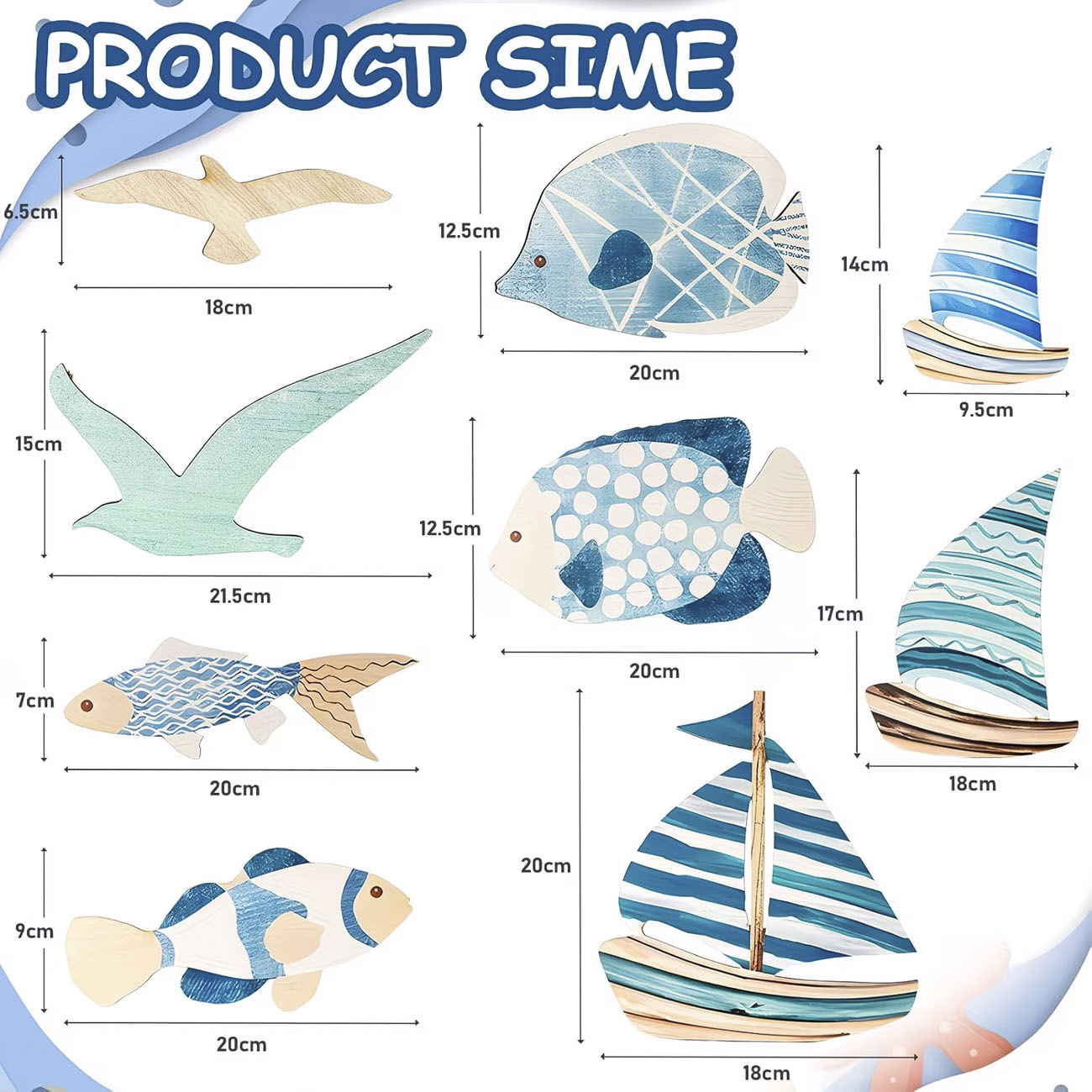 9Pcs Dekorasi Dinding Kayu Ben - Home Decor Nautical ulasan dan harga
