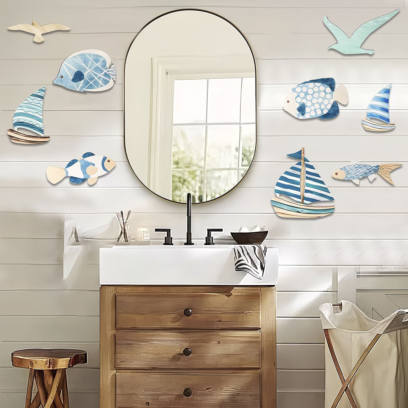 9Pcs Dekorasi Dinding Kayu Ben - Home Decor Nautical ulasan dan harga