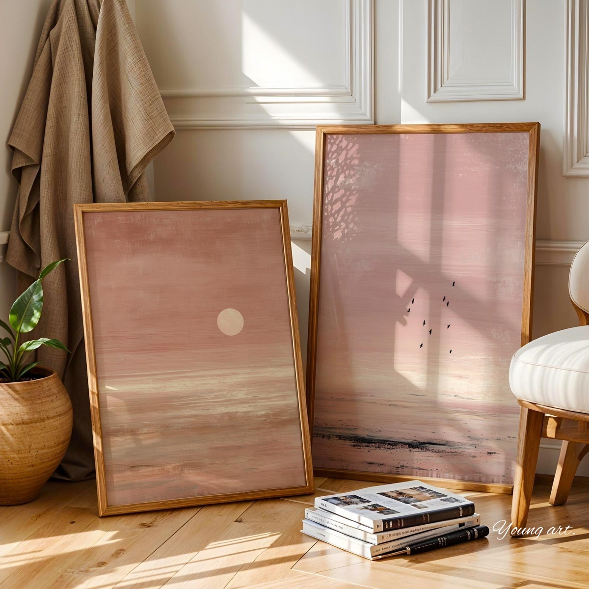 2 Buah/Set Poster Cetakan Kanv - Home Decor Japandi Style ulasan dan harga