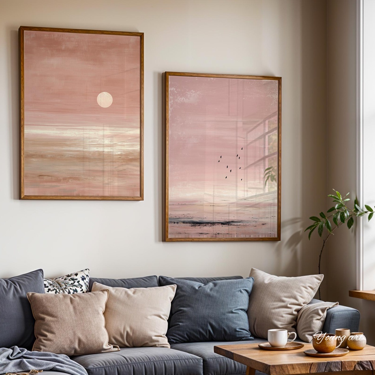 2 Buah/Set Poster Cetakan Kanv - Home Decor Japandi Style ulasan dan harga