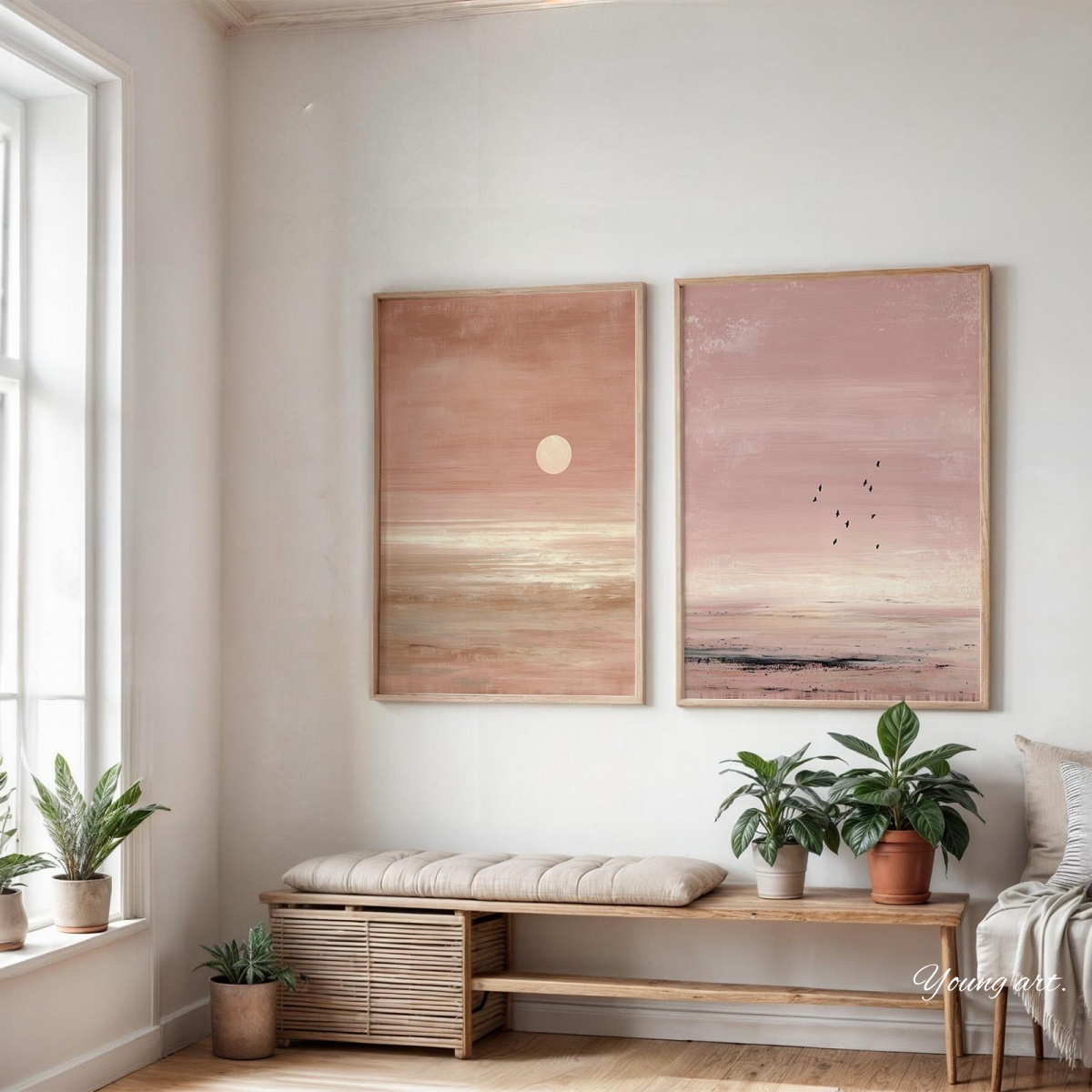 2 Buah/Set Poster Cetakan Kanv - Home Decor Japandi Style ulasan dan harga