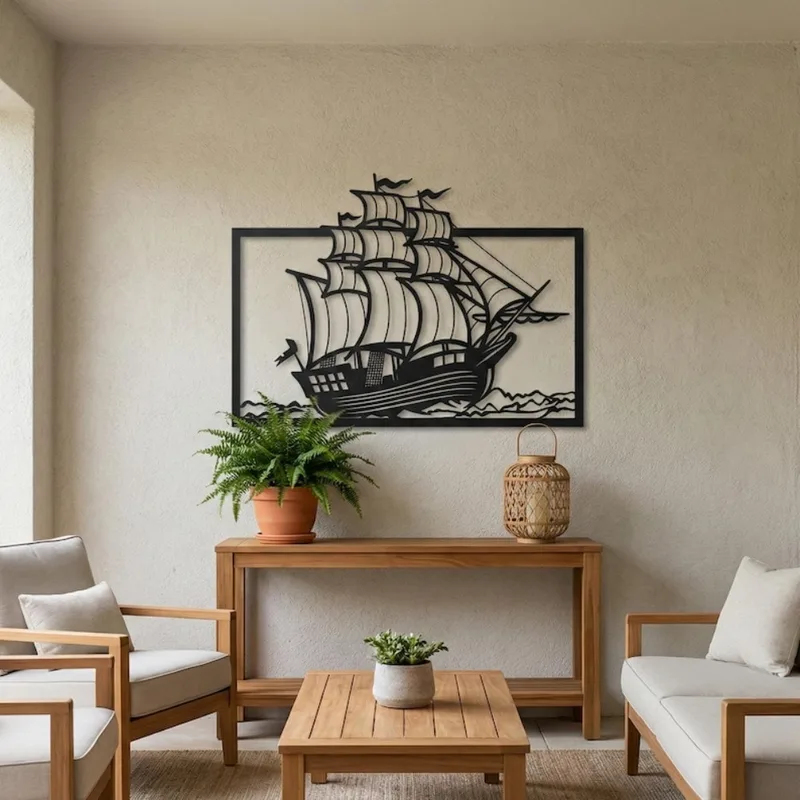 Seni Dinding Perahu Layar Loga - Home Decor Nautical ulasan dan harga
