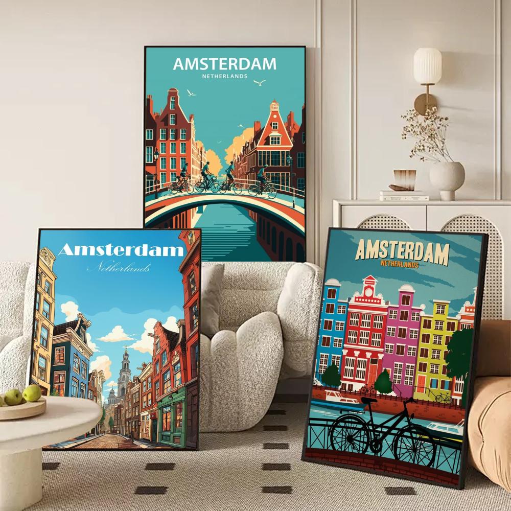Amsterdam Belanda Lukisan Kali - Home Decor Netherlands ulasan dan harga