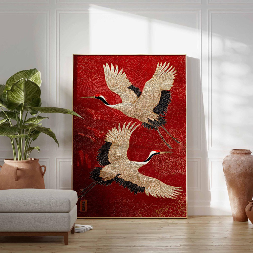 Poster Cetak Kanvas Burung Ban - Home Decor Japandi Style ulasan dan harga
